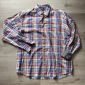 Visconti Black Multi-Colored Plaid L/S‎ Button Down Shirt Men's Size XL